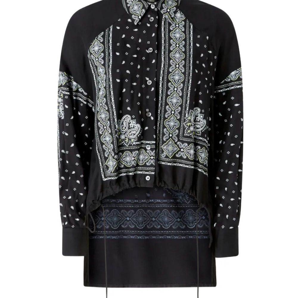 Pinko Black and White Patterned Blouse